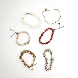 Set of 6 plus size fashion bracelets.